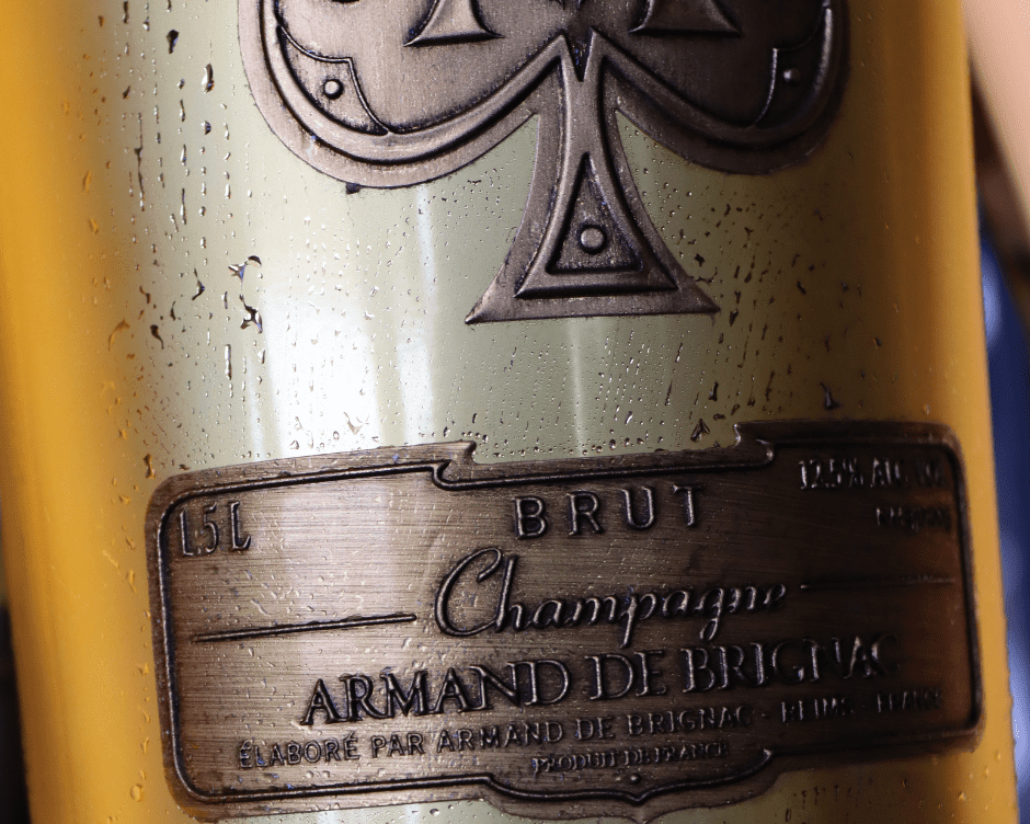 A botlle of Armand de Brignac champagne