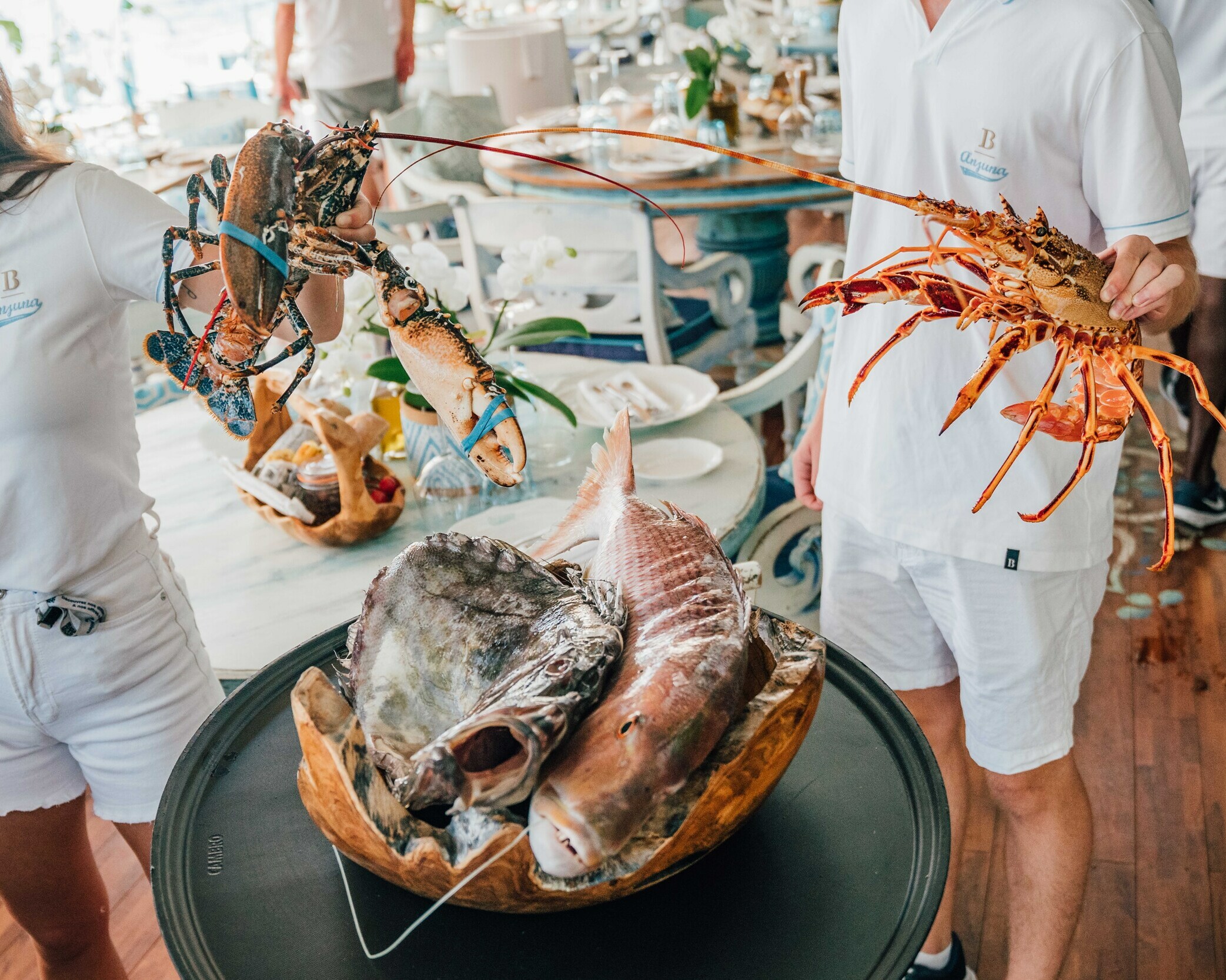 fish and lobster at anjuna beach restaurant Eze-sur-mer